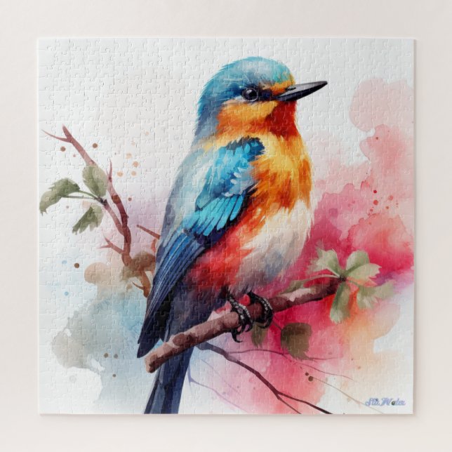 Aquarellvogel mit Obstbaum Puzzle (Vertikal)