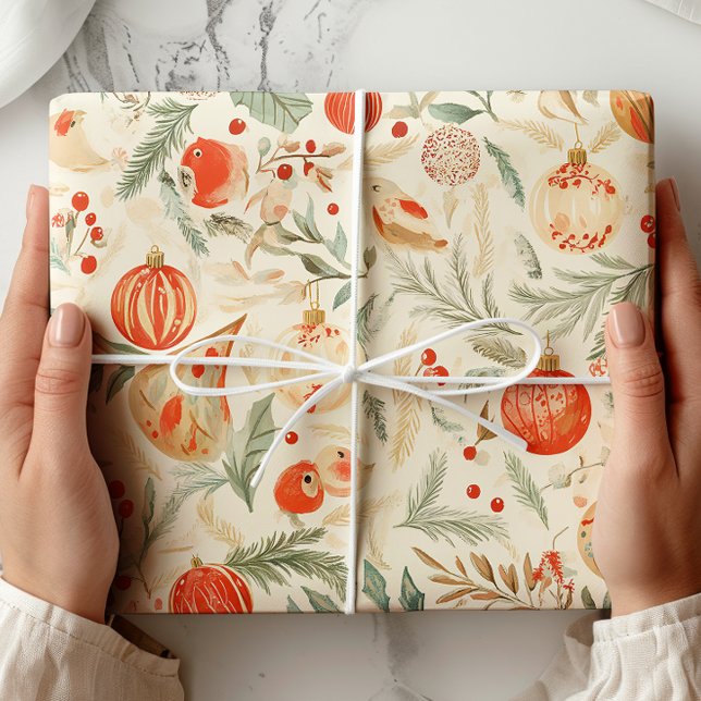 Aquarellvögel Weihnachten Geschenkpapier (Von Creator hochgeladen)