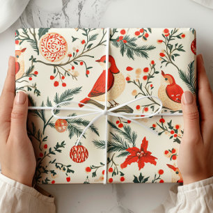 Aquarellvögel Weihnachten Geschenkpapier