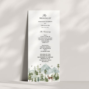 Aquarellwald   Bäume und Hirsche Menükarte