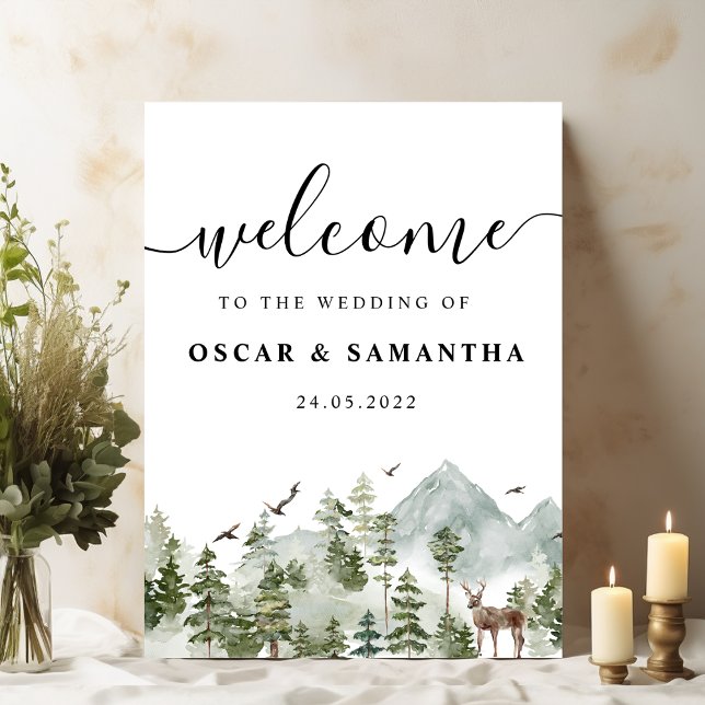 Aquarellwald | Bäume und Hirsche Poster (Von Creator hochgeladen)