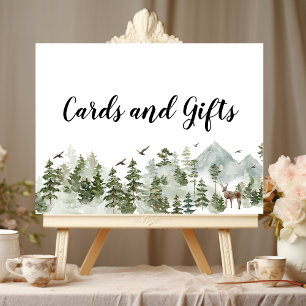 Aquarellwald   Bäume und Hirsche Poster