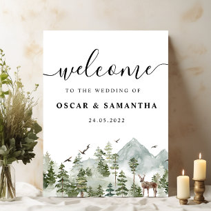 Aquarellwald   Bäume und Hirsche Poster