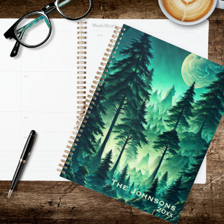 Aquarellwald bei Vollmond Planer