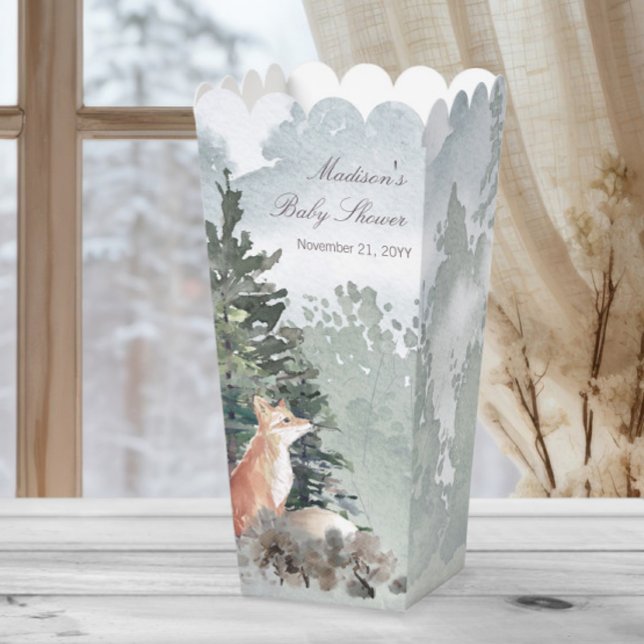 Aquarellwald Fox Babydusche Geschenkschachtel (Watercolor Woodland Forest Fox Baby Shower Favor Boxes)