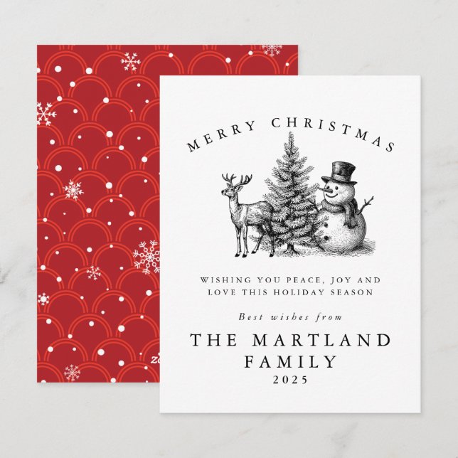 Aquarellwald Frohe Weihnachten (Vorne/Hinten)