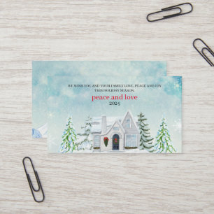 Aquarellwald Frohe Weihnachtsfeiertage Visitenkarte