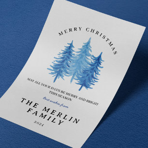 Aquarellwald Frohe Weihnachtskarte Feiertagskarte