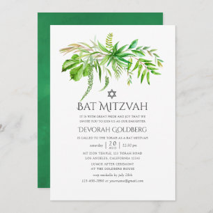 Aquarellwald Grünanlage Bat Mitzvah Einladung