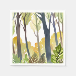 Aquarellwald | Grüne Naturwaldmalerei Serviette