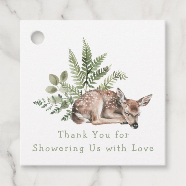 Aquarellwald Hirschdusche Geschenkanhänger (Vorderseite)