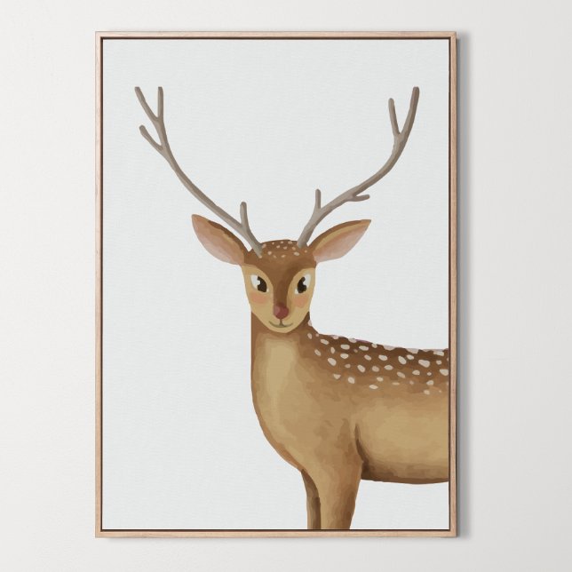Aquarellwald Hirschmännchen Zimmerdekor Poster (Watercolor Woodland Deer Boys Girls Room Decor)