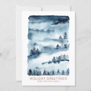 Aquarellwald   Holiday Greetings Feiertagskarte