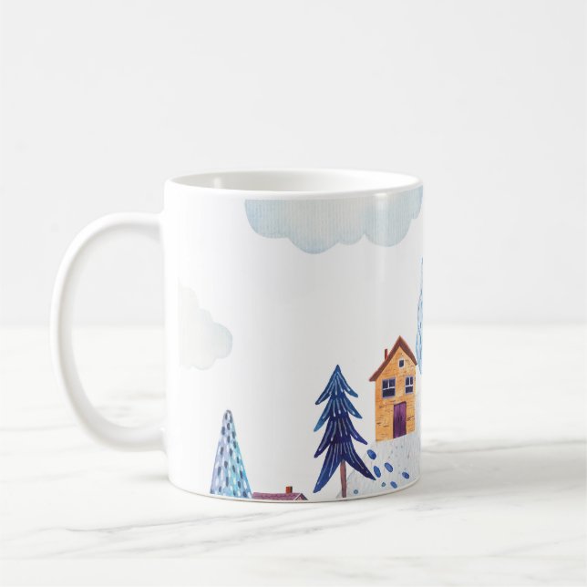 Aquarellwald: Idyllische Landschaftsbild-Illustrat Kaffeetasse (Links)