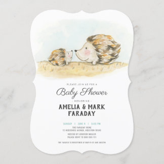 Aquarellwald Igel Babydusche Einladung