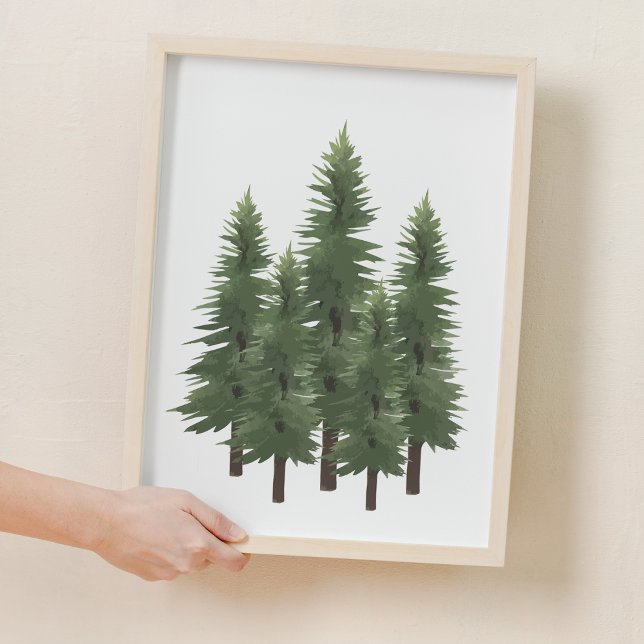 Aquarellwald Natur Pine Tree Kinderzimmer Dekorati Poster (Watercolor Woodland Nature Pine Tree Nursery Decor)