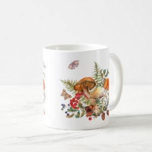 Aquarellwald Pilze, Berries, Acorne Kaffeetasse
