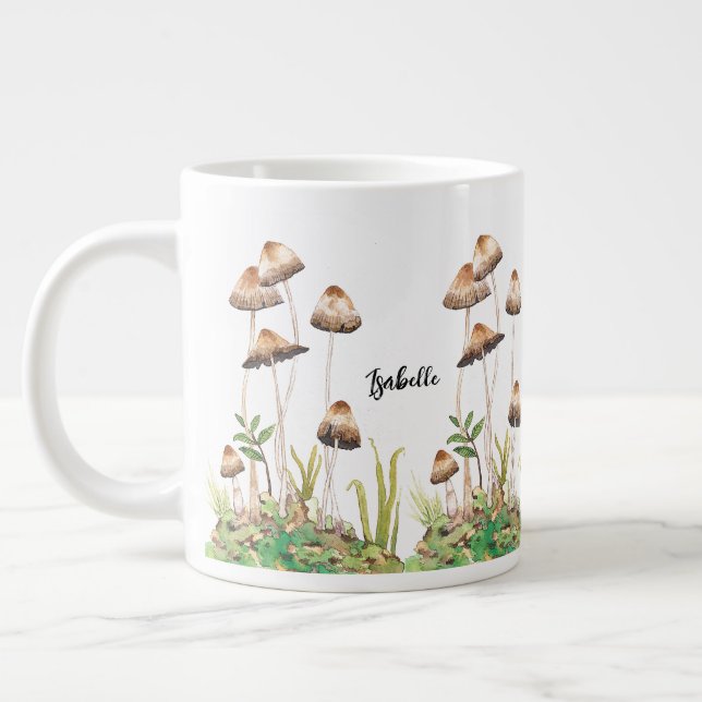 Aquarellwald-Pilze Jumbo-Tasse (Links)