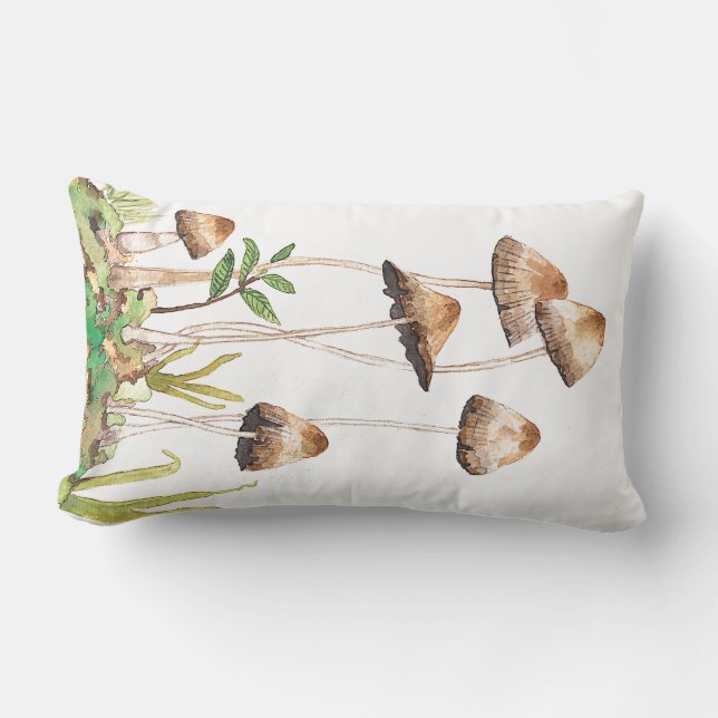 Aquarellwald-Pilze Lendenkissen (Vorderseite)