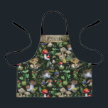 Aquarellwald Pilze Moss Muster Name Ap Schürze<br><div class="desc">Individuelles Textdesign mit einem waldfarbenen Muster in ruhiger,  grüner Natur mit farbenfrohen Pilzen,  Beeren und Pflanze aus dem Wald. Das Muster würde sowohl für die Herbst- und Wintersaison als auch das ganze Jahr über gut funktionieren.</div>