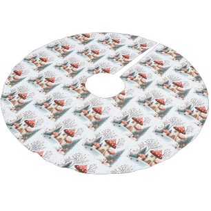 Aquarellwald-Pilze verzauberter Wald Polyester Weihnachtsbaumdecke
