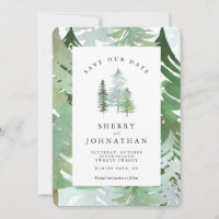 Aquarellwald rette unsere Einladung zum Hochzeitsd