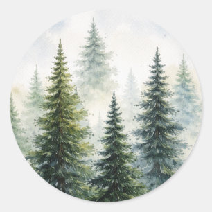 Aquarellwald Runder Aufkleber