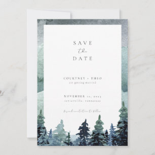 Aquarellwald Save the Date Wald Grün Einladung