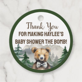 Aquarellwald, Teddy Bear, Baby Dusche Gefallen Geschenkanhänger