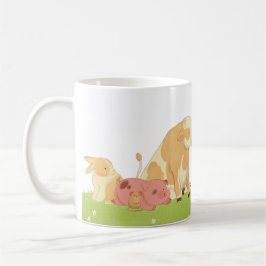 Aquarellwald und Landtiere auf grünem Gras Kaffeetasse