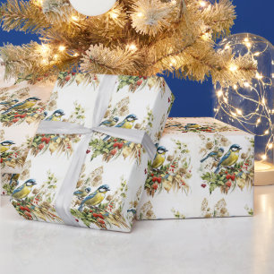 Aquarellwald - Vögel und Wildbeeren Geschenkpapier