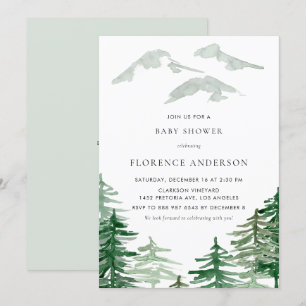 Aquarellwald Winter Woodland Babydusche Einladung