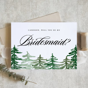 Aquarellwald wird meine Bridesmaid sein Karte