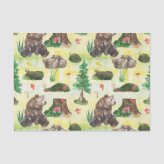 Aquarellwaldbär mit Bärenkuppe Seidenpapier