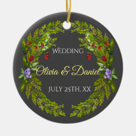 Aquarellwaldbeeren und Pilze Hochzeitskrieg Keramik Ornament