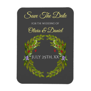 Aquarellwaldbeeren und Pilze Hochzeitskrieg Magnet