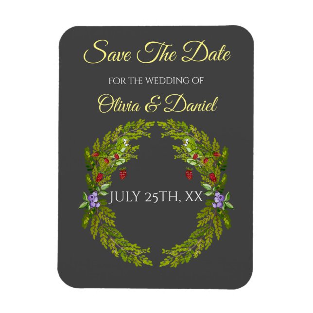 Aquarellwaldbeeren und Pilze Hochzeitskrieg Magnet (Vertikal)