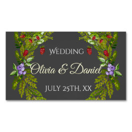 Aquarellwaldbeeren und Pilze Hochzeitskrieg Magnetische Visitenkarte