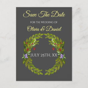 Aquarellwaldbeeren und Pilze Hochzeitskrieg Postkarte