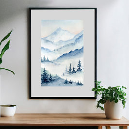 Aquarellwaldgebirge 5 poster