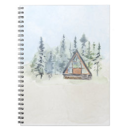 Aquarellwaldkabine Zuhause Notizblock