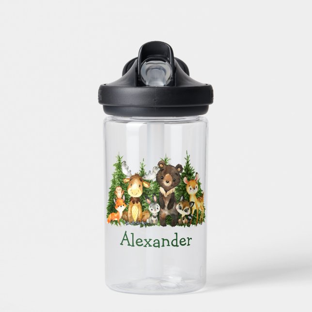 Aquarellwaldtierbäume Trinkflasche (Vorne)