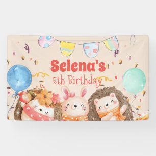 Aquarellwaldtiere Kind Geburtstag Banner