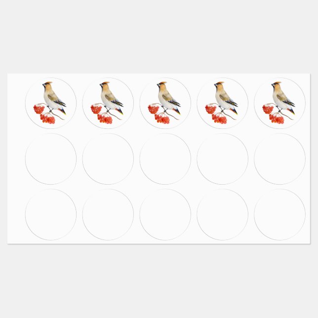 Aquarellwaldvogel wächst etiketten (Blatt)