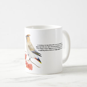Aquarellwaldvogel wächst kaffeetasse