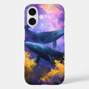 Aquarellwale Abstrakt Ocean Garden iPhone 16 Hülle
