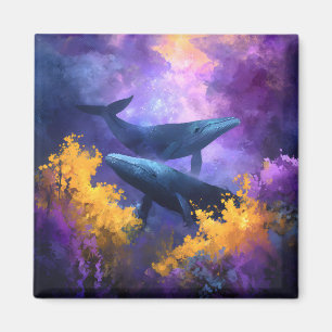 Aquarellwale Abstrakt Ocean Garden Magnet