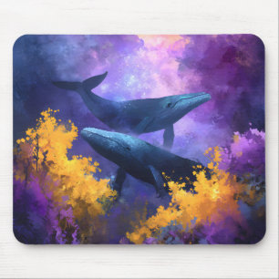 Aquarellwale Abstrakt Ocean Garden Mousepad