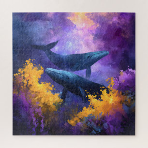 Aquarellwale Abstrakt Ocean Garden Puzzle