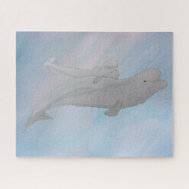 Aquarellwale Mutter Baby Beluga Whales Puzzle